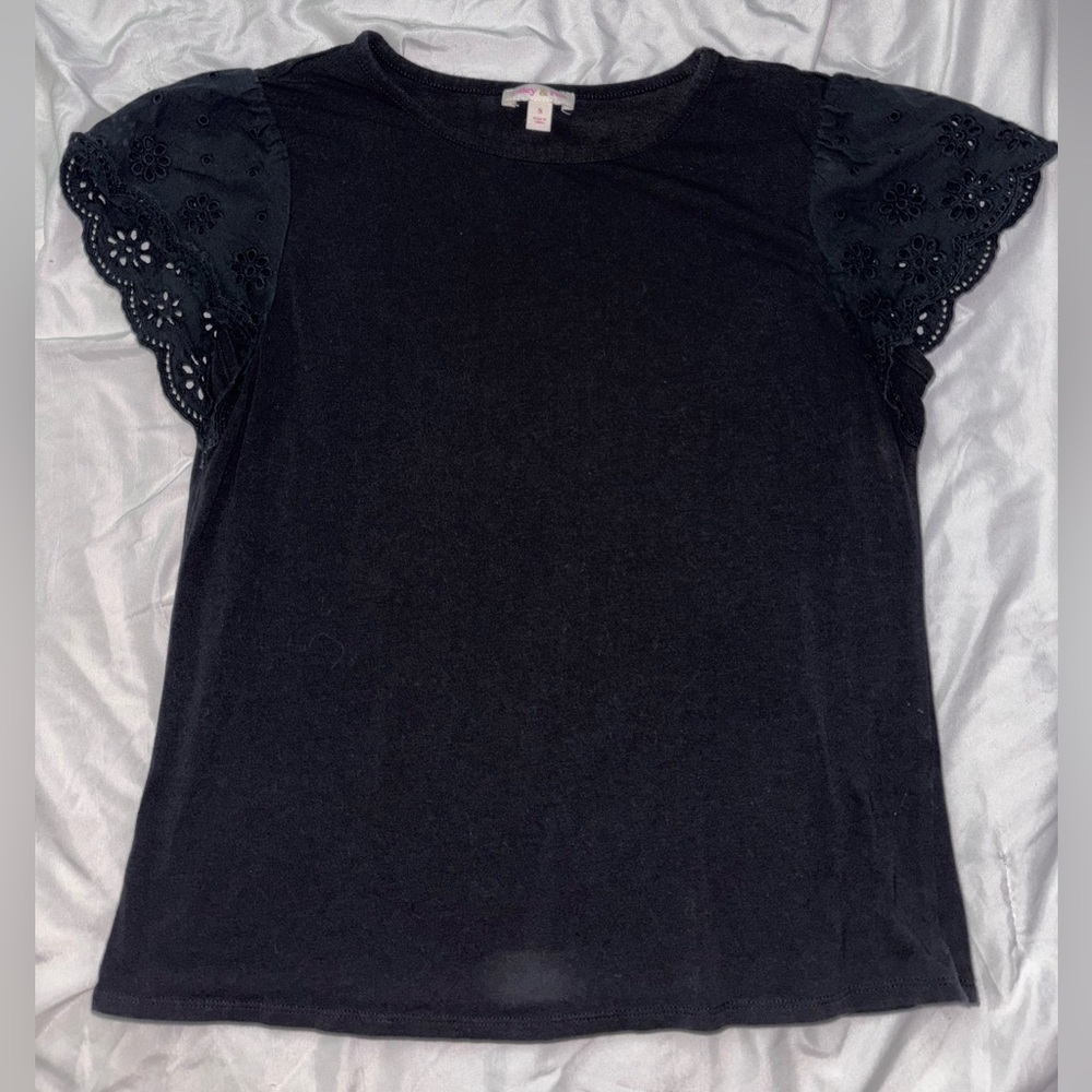 Black Lace Sleeve Women's Top